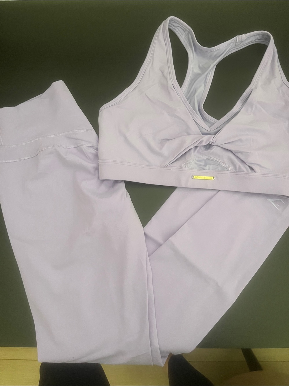 Gymshark Twist-Front Sports Bra & Leggings Set in Lavender